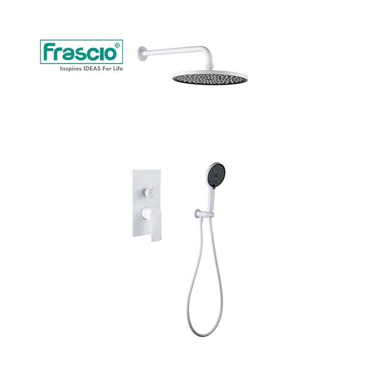 Frascio 2 Functions Luxury Shower System Bathroom Concealed In White Color For Hotel High-end Wall Mounted Shower Faucet