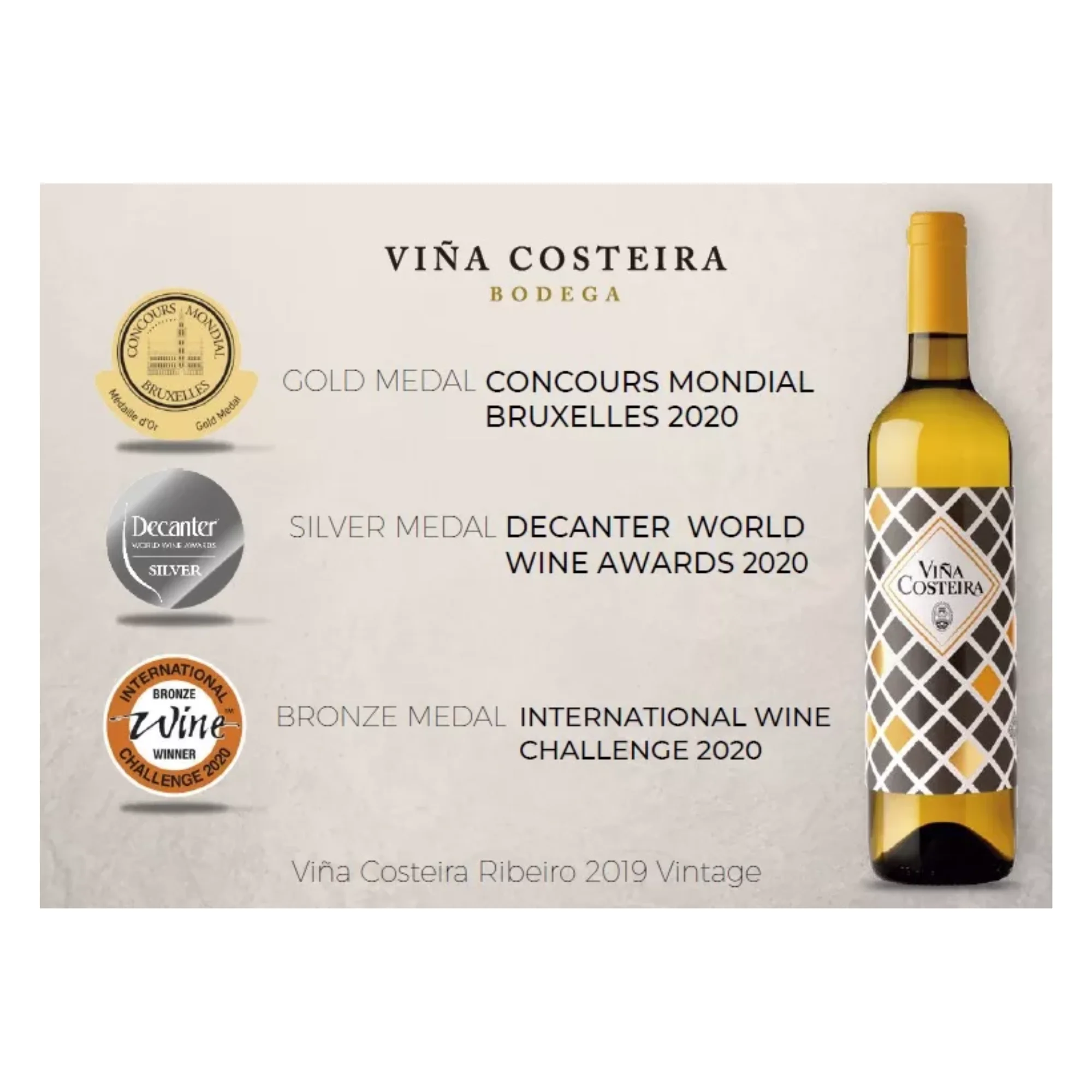 High Quality White Wine from Spain | DO Ribeiro | 750 ml glass bottle | Alcoholic Beverage | Vina Costeira Brand