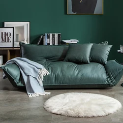 Gemma Technical Fabric Lazy Sofa Cozy Folding Lounge Sofa Tatami Green/Black