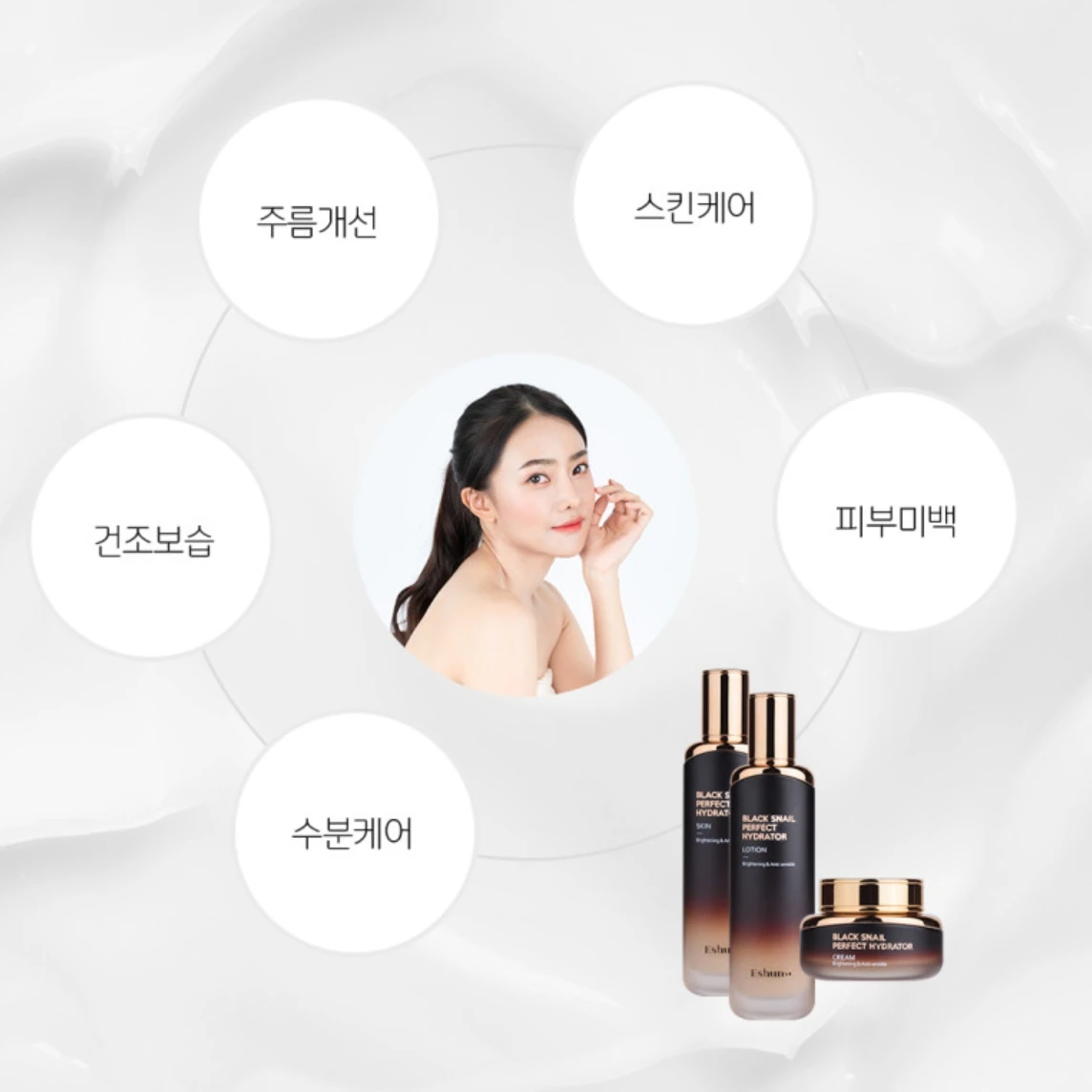 skin care set with 3 Quality Guaranteed Korean Anti-Aging Eshumi Black Snail Perfect anti aging Skin Care line Set