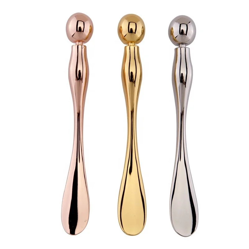 Bulk Luxury Custom Logo Cosmetic Spatula Spoon Mini Eye Massage Stick Gold Metal Spatula Eye Massage Wand Eye Cream Applicators