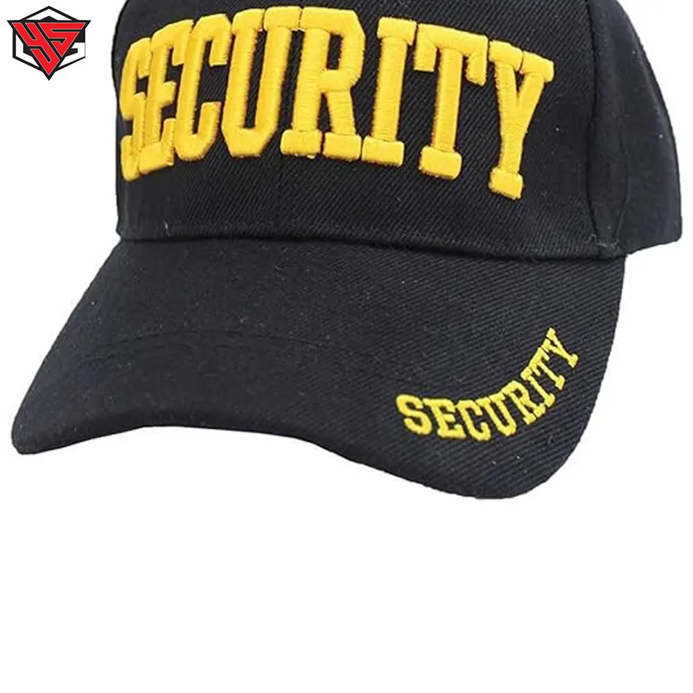 Security Cap with Custom ID on Front and Back, Adjustable Black Tactical Hat for Security Guards Durable Cotton