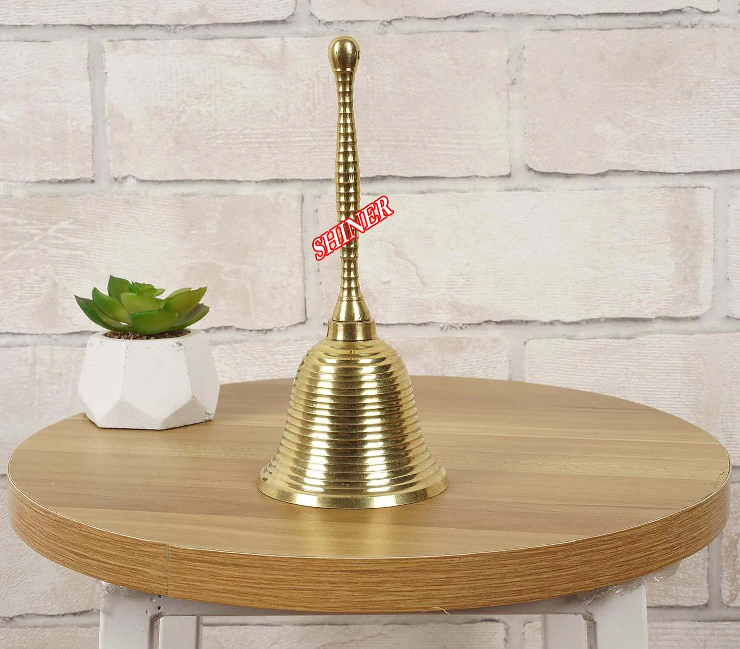 Nautical Brass Hand Bell Classroom Service School Dinner Hand Bell Reception Brass Call and Game Pooja Bell Brass Finish