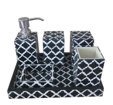 Набор из 4 предметов для ванной комнаты смолы набор в модном стиле держатель зубных щеток диспенсер мыла Коробка зеркале индивидуальный