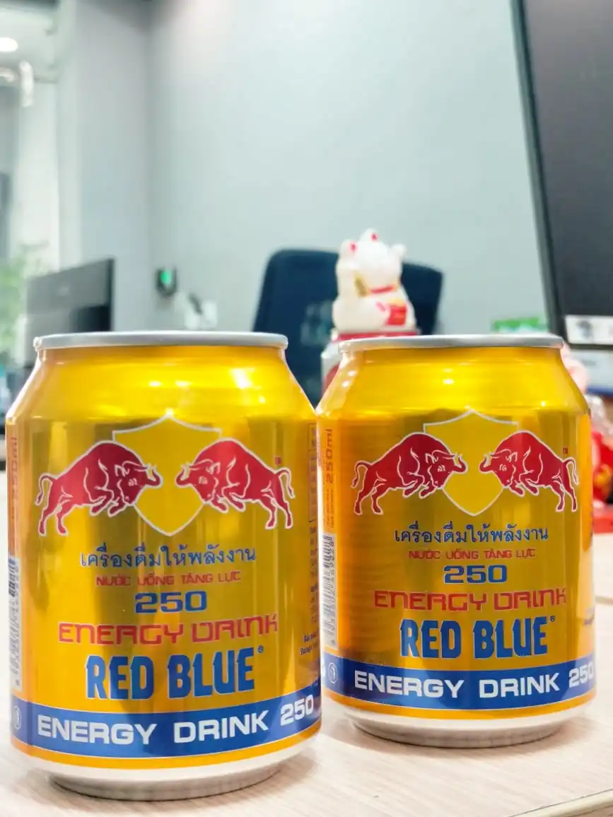 Wholesale 250ml Sugar-Free Energy Drink Red Blue Caffeine-Rich Beverage Tinned Can Water Primary Ingredient Vietnamese Factory