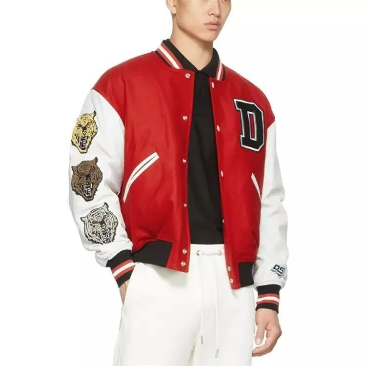 Customizable Vintage Bomber Jacket for Men White Outdoor Canvas 100% Wool Winter Varsity Jacket with Custom Embroidery