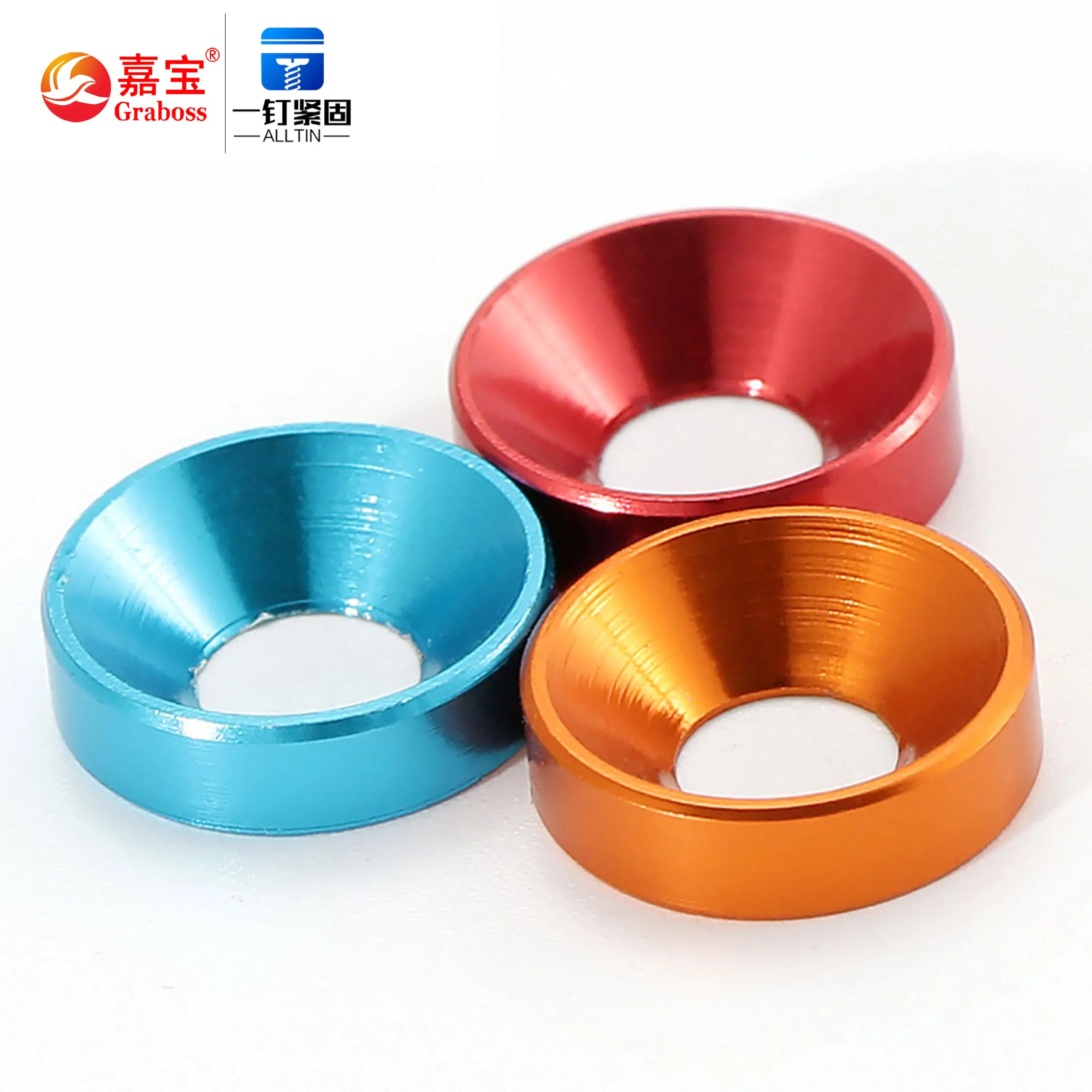 Aluminum alloy countersunk washer colorful decorative washer M3 M4 M5 M6 M8 abrasion resistant scratch drawing washer