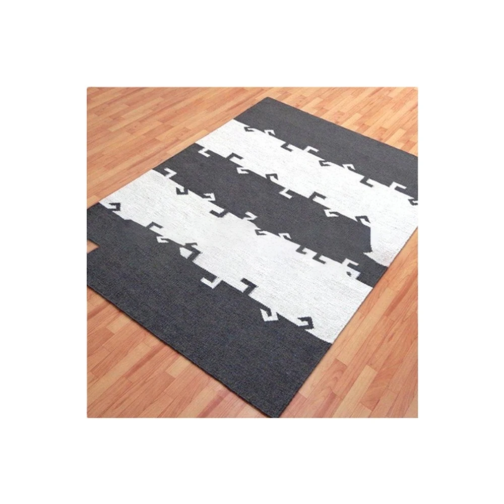 Carpet Rugs New Handmade Dhurrie Indian Flat Weave Wool Arrival Anchor Black White Classic Square Black & White / Customisable