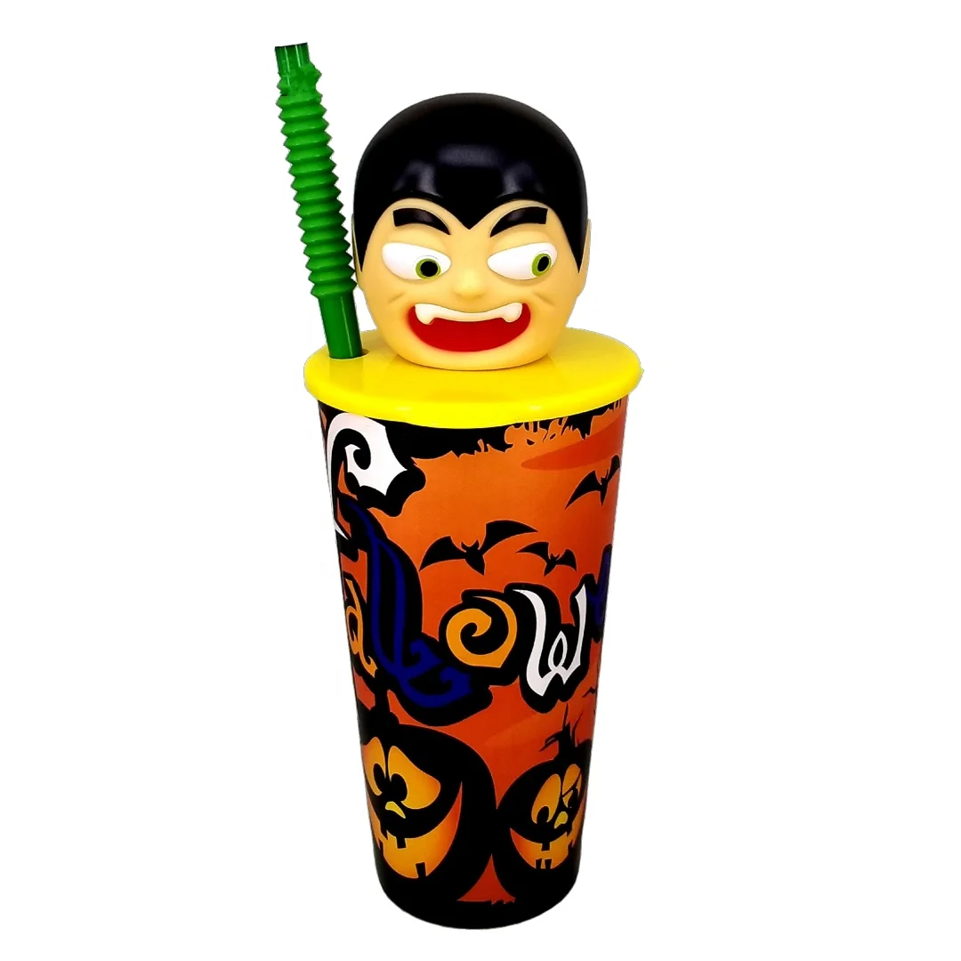 660ml BPA free PP plastic 3D topper halloween seasonal vampire tumbler cinema cup