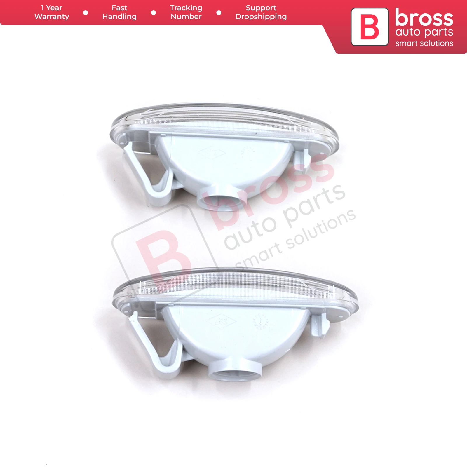 BSP1129-1 Side Flasher Indicator Repeater Lamp Signal Set White for 51942933 Bross Auto Parts Made In Turkey