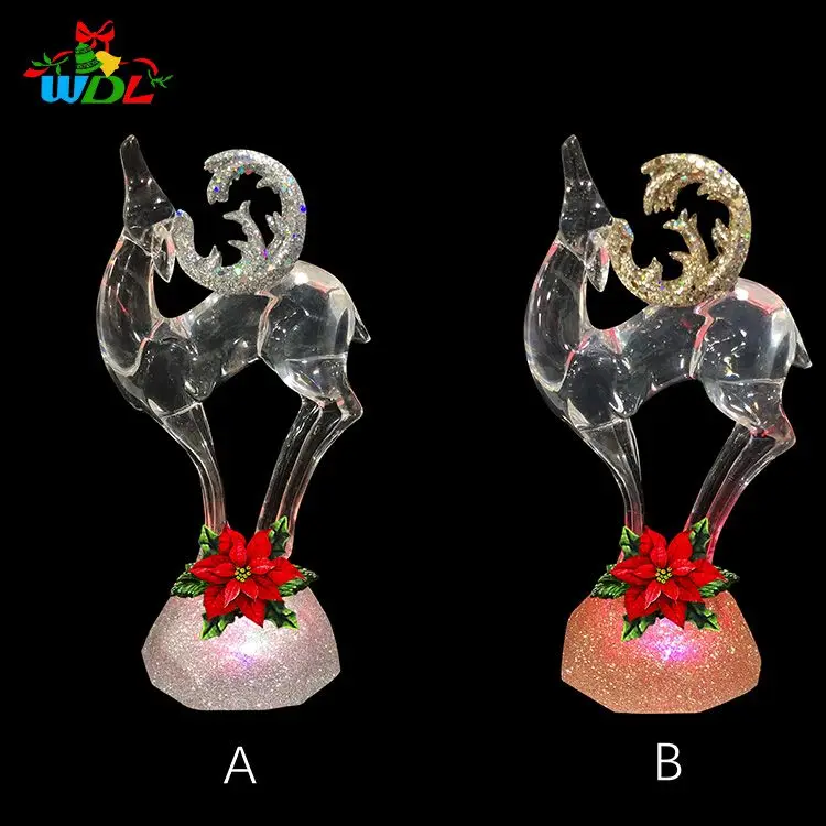 Led Color Changing Christmas Gift Reindeer Decor High Quality Acrylic Light Up Deer Christmas Light Table Decoration