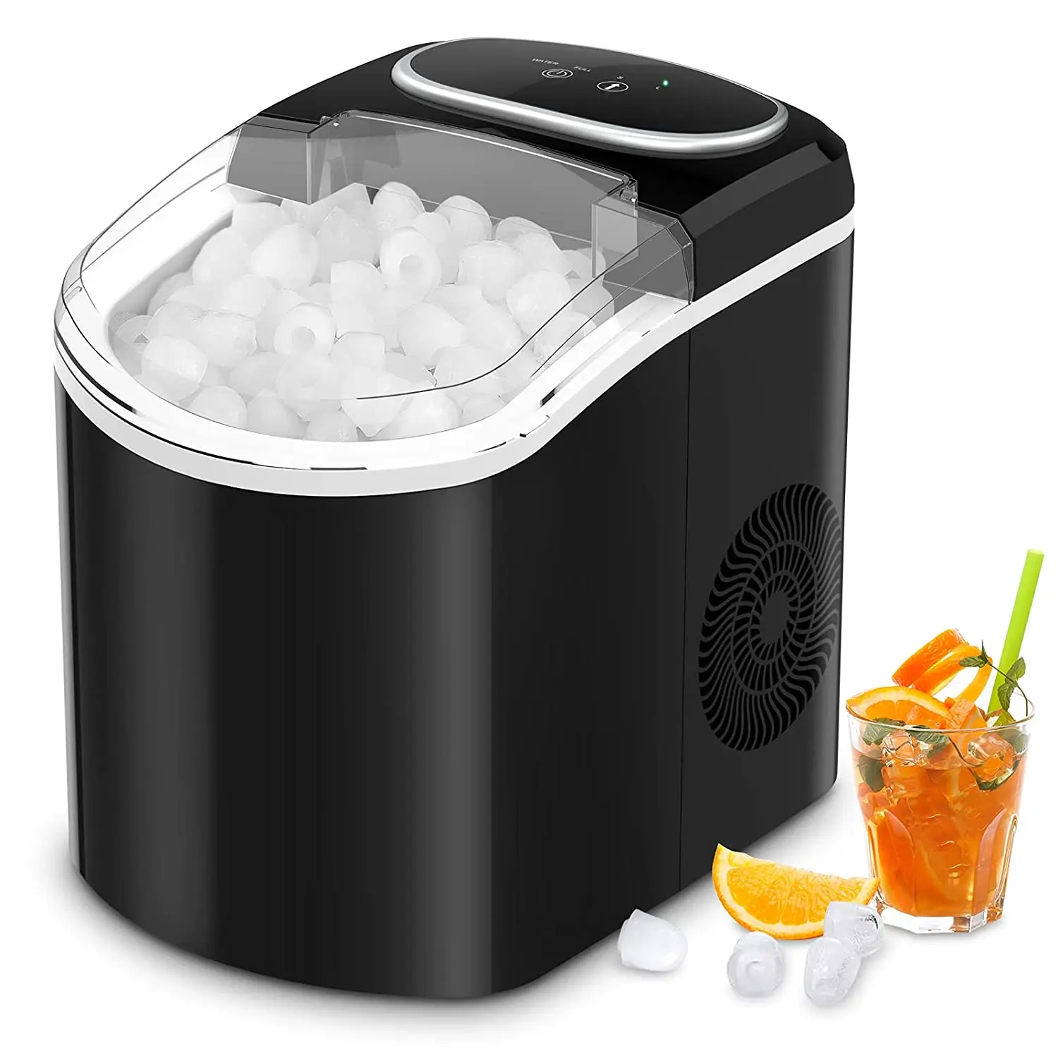 Commercial Automatic Ice Cube Maker Household Portable Electric Bullet Round Ice Making Machine 15kg/24H Coffee Bar Teamilk Shop