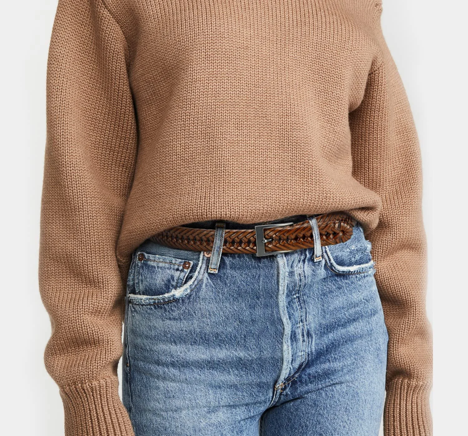 Mens  Classic Design Genuine Leather Braided Style Belt for Casual Fashion Jeans Belts