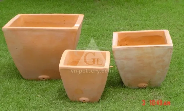 Terracotta squares pots Terracotta set of 3 clay pot plant home & garden wholesale