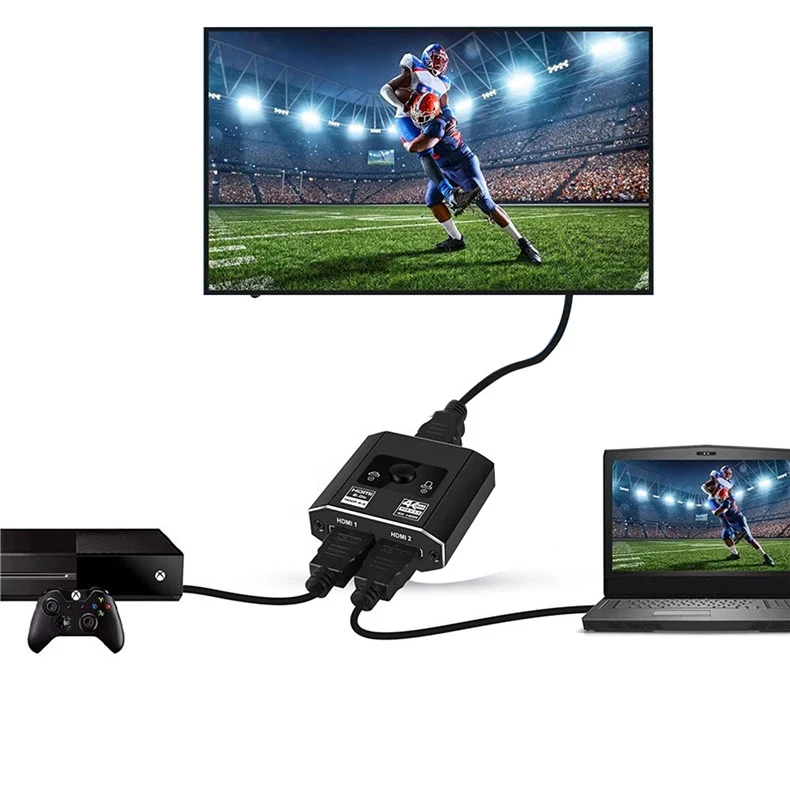 HDMI Switch 4K@60Hz HDMI Splitter, Aluminum Bidirectional HDMI 2.0b Switcher Splitter 2 In 1 Out, Support HDCP2.2, HDR, 3D