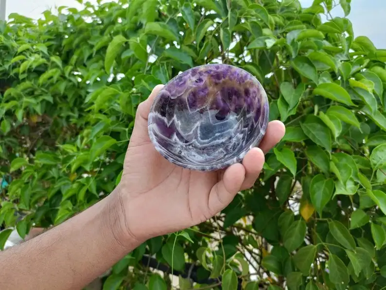 New Arrivals Amethyst Agate Bowls Premium Quality Engraved Amethyst Quartz Crystal Bowls Healing Stone Amethyst Gemstone Bowls