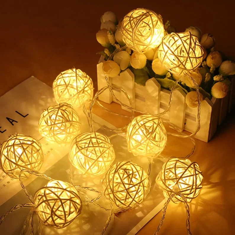 DECORATIVE LIGHTING led string light rattan ball colored round stage lights best selling product interior exterior accessories
