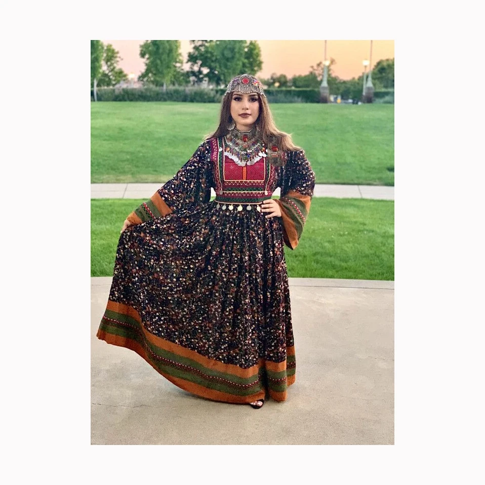 Handmade Balochi Culture Dress - Afghani Style Long Jacket - Vintage Kuchi Jacket - Indo Western Fashion Wear Embroidered Jacket