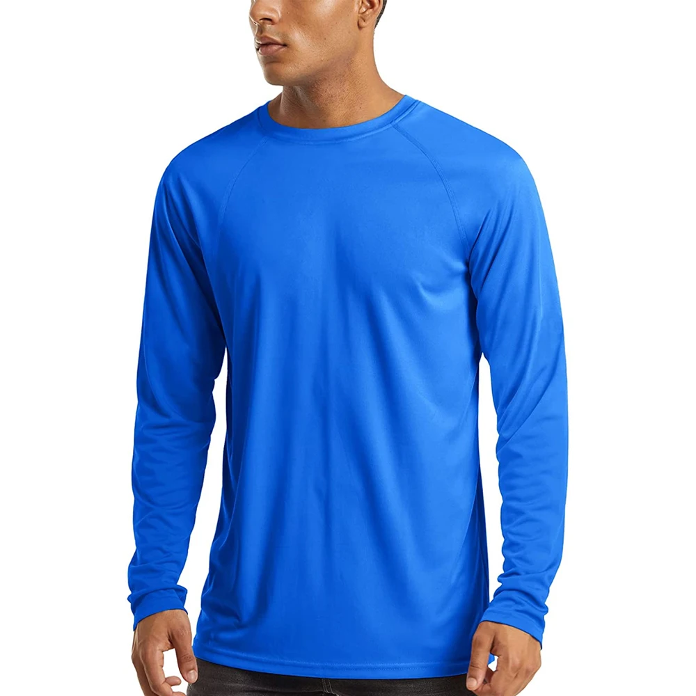 Men Solid Color Long Sleeve Compression Blank T Shirt Athletic Gym Training Tops Quick Dry Fitness Running Base Layer T Shirt