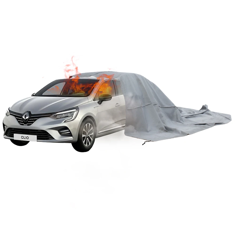 China Manufacture Quality 6x8 m Car Fireproofing Wrap 19.8 X 26.3 ft Extinguisher Vehicle Fires Electric Car Fire Blanket