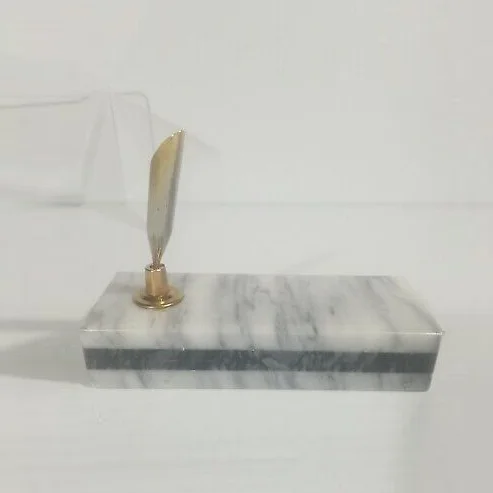 Handmade Pure Marble Pen Stand Unique Design Marble Base New Release Home Decoration with Unique Carving for Calendar Use