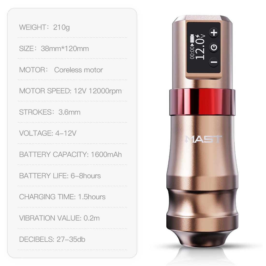 Mast Fast Charge 1600mAh Battery Electric Tattoo Machine