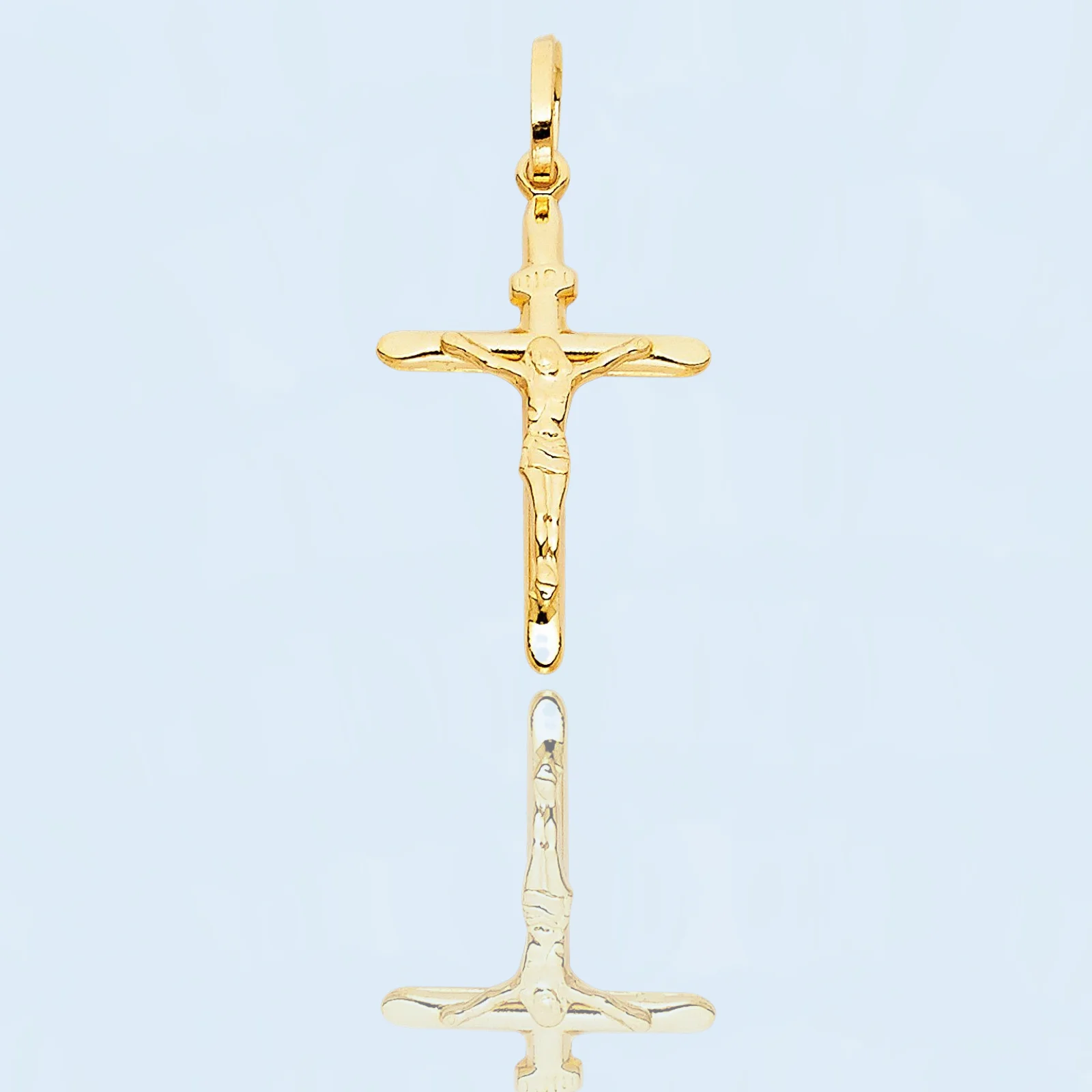 14K Yellow Gold Plated Crucifix Christian Iconic Cross Pendant for Men and Women Elegant Religious Accessory