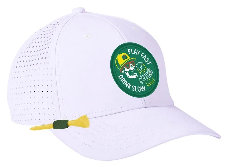 Custom Embroidery Logo 5 Panel Sport  Gorras Dad Cap White Performance Golf Laser Cut Hat Waterproof Baseball Hat