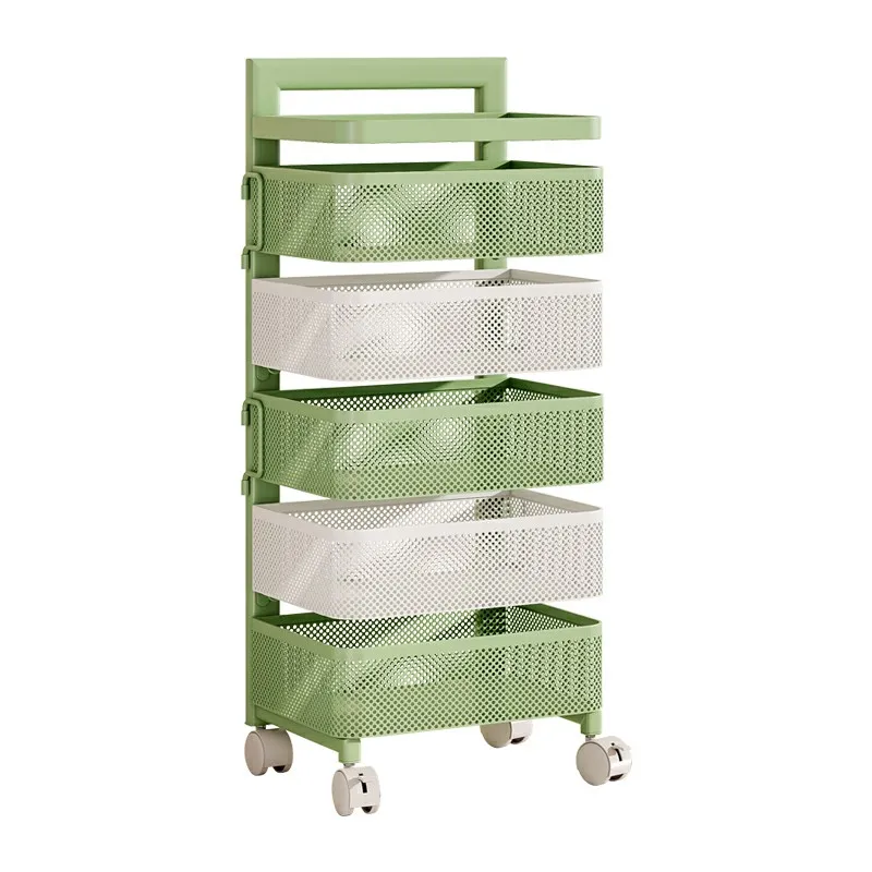 Factory Wholesale Kitchen 5 Tier Fruit And Vegetable Storage Rack Basket Fruit Drainer Rack Storage Shelf With Wheels