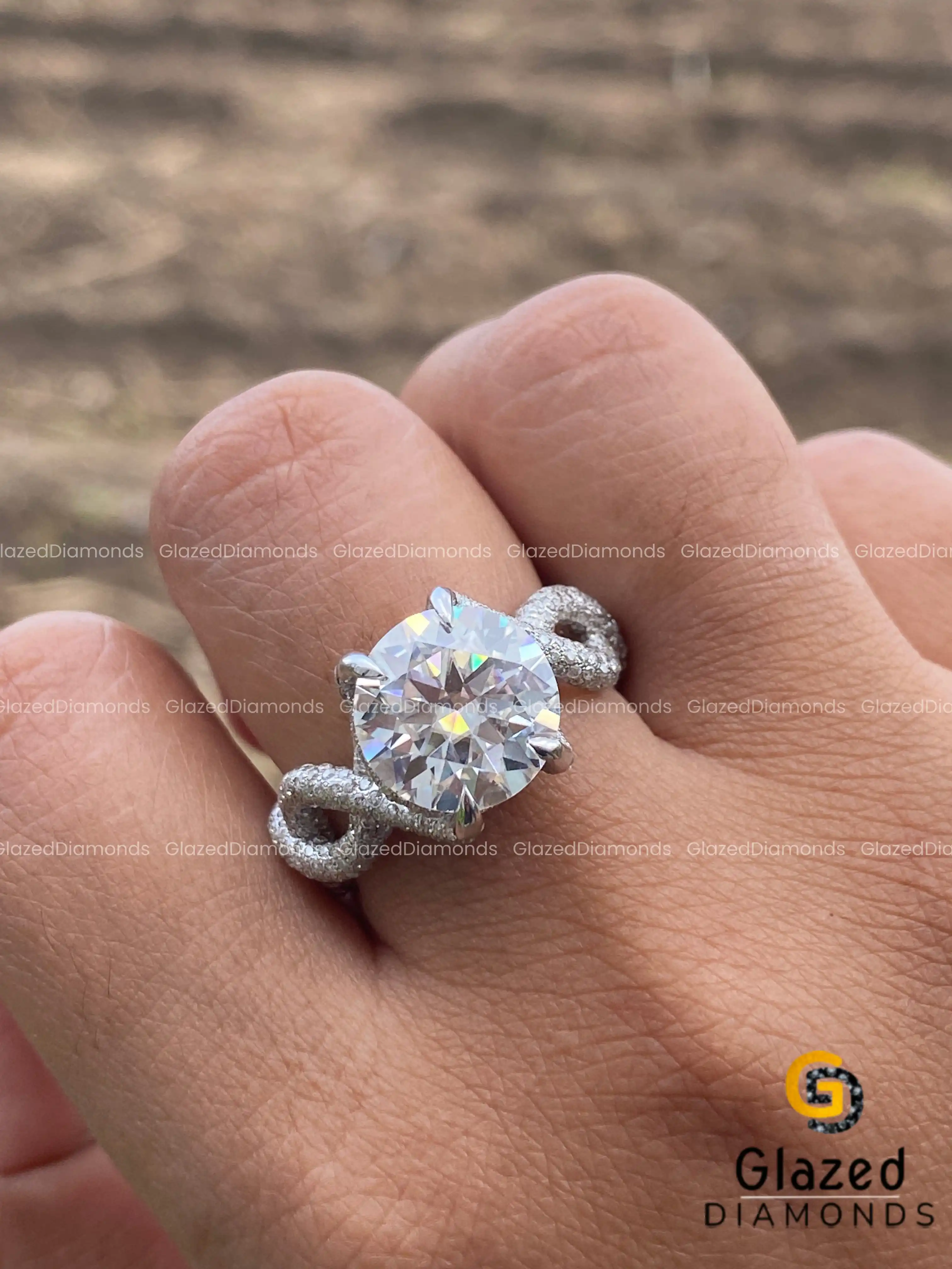 Exclusive Fully Iced Out Round Brilliant Cut Moissanite Hip Hop Ring In 925 Sterling Silver For Unisex In VVS Clarity