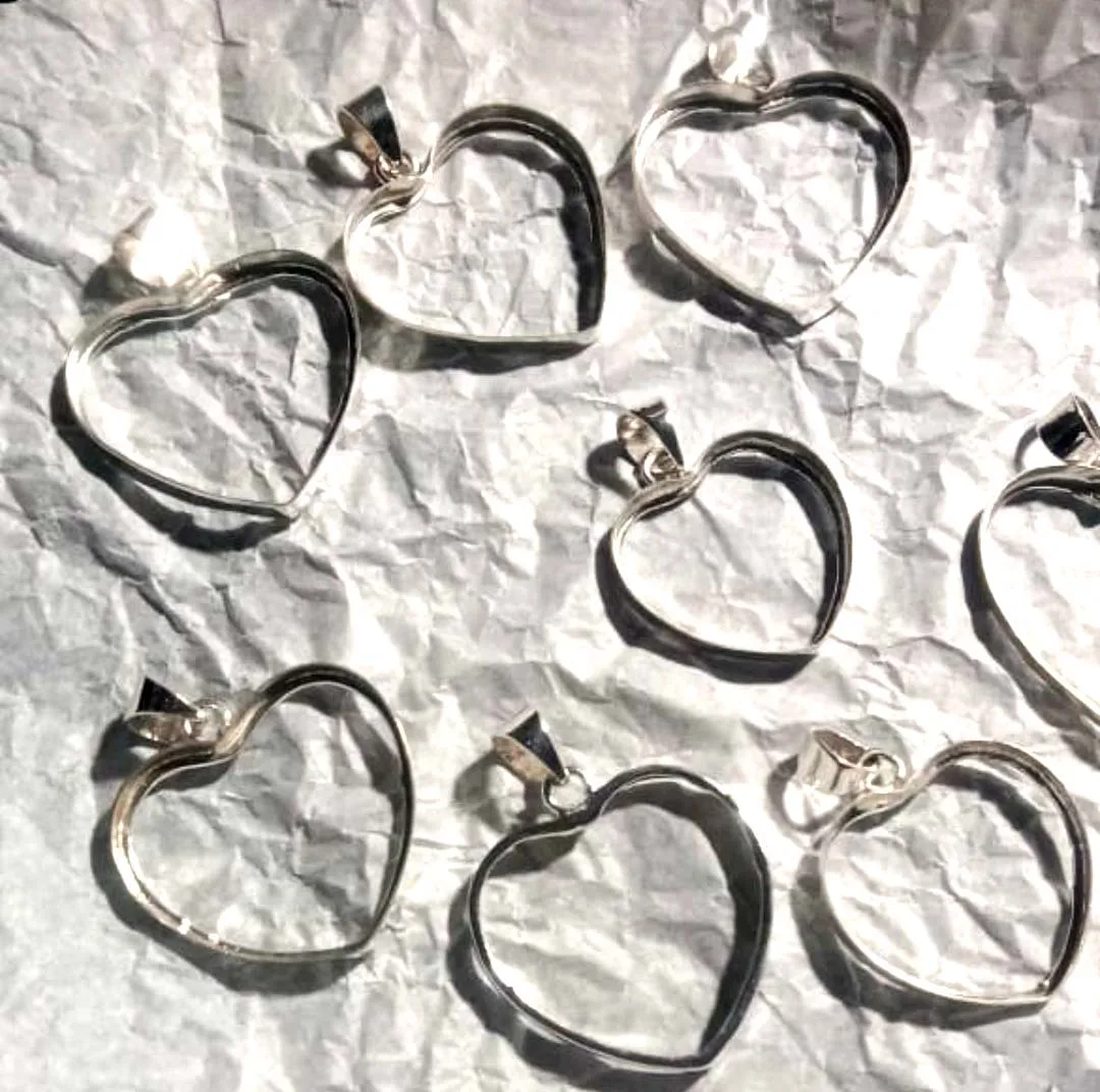 Handmade 925 Sterling Silver Heart Blank Pendant Settings 10mm 12mm 15mm 20mm 25mm 30mm Charms Pendant for Valentines jewelry