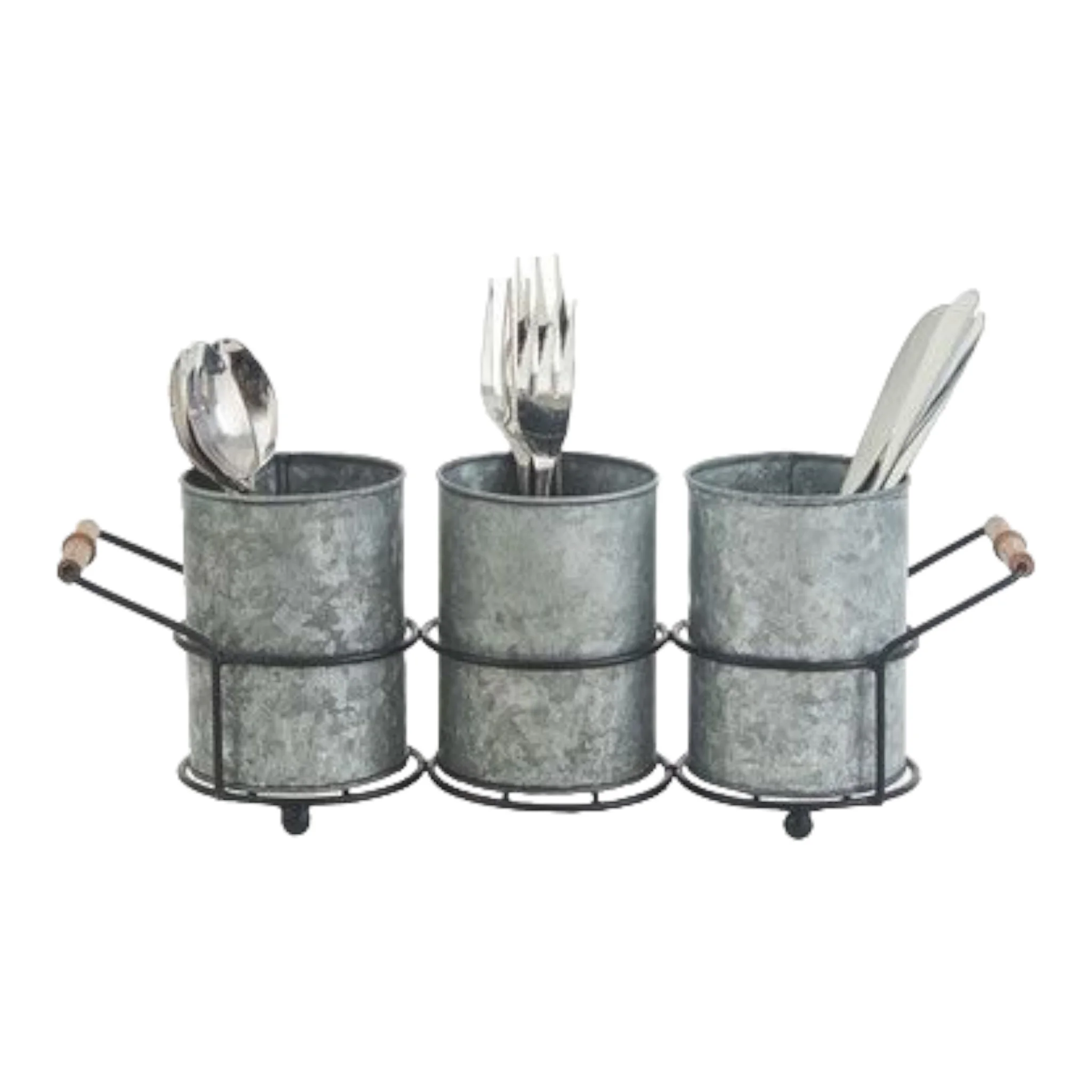 Metal Flatware Caddy Flatware Caddy Utensil Holder Stand Cutlery Storage Organizer with 3 Section For Table Kitchen Office Desk