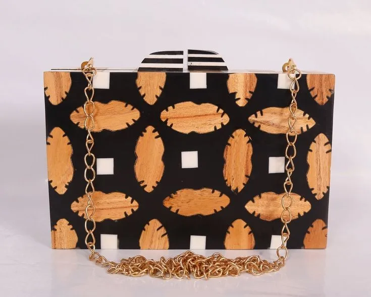 Черный Стильный клатч из смолы и дерева по низкой цене, женский клатч, Сумочка для женщин, вечерняя сумочка