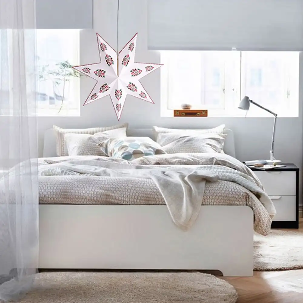 Style White Star Light Pendant Flower Pattern Table Lamp Star Lantern Decoration Shade Paper India Home Decoration Europe Party