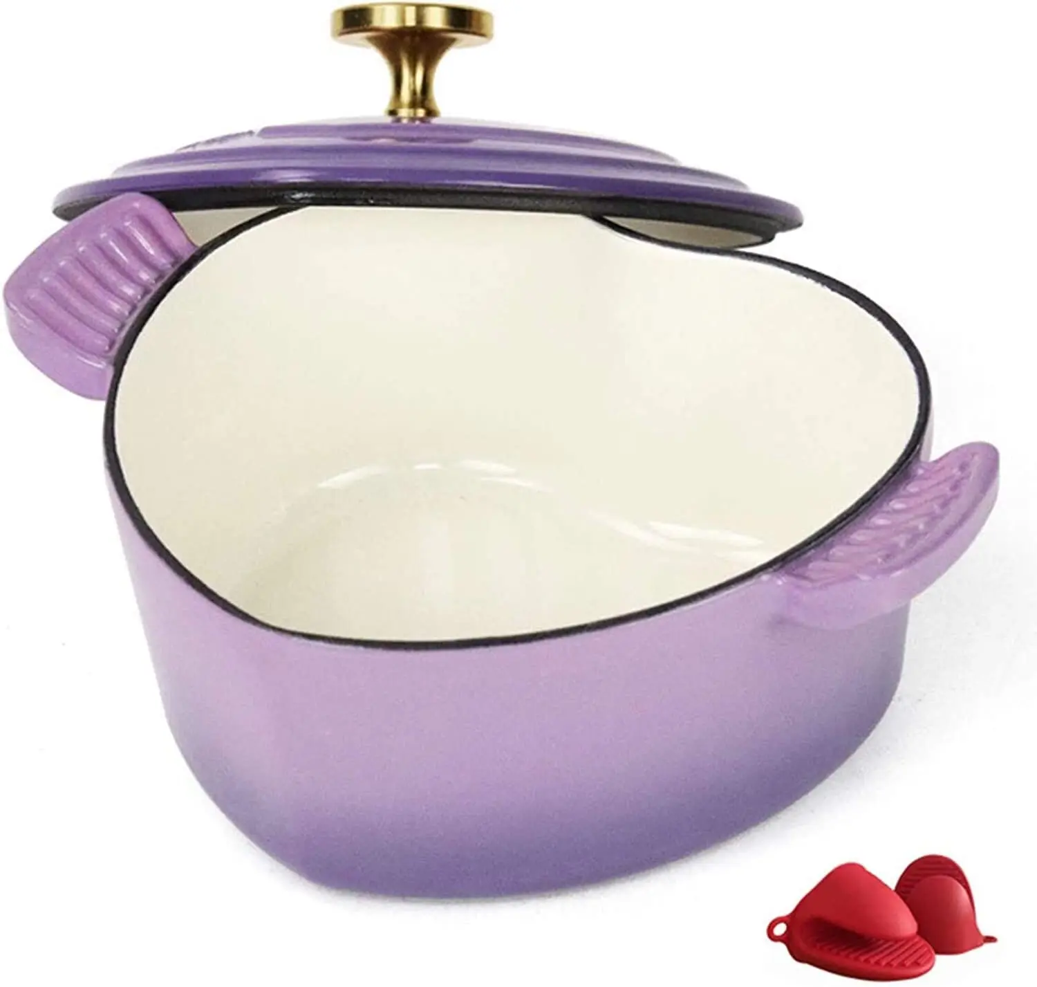 Enameled Cast Iron Dutch Oven 3.2 Quart Casserole Dish with Dual Handles and Lid Professional Cookware Crock Pot for Cooking