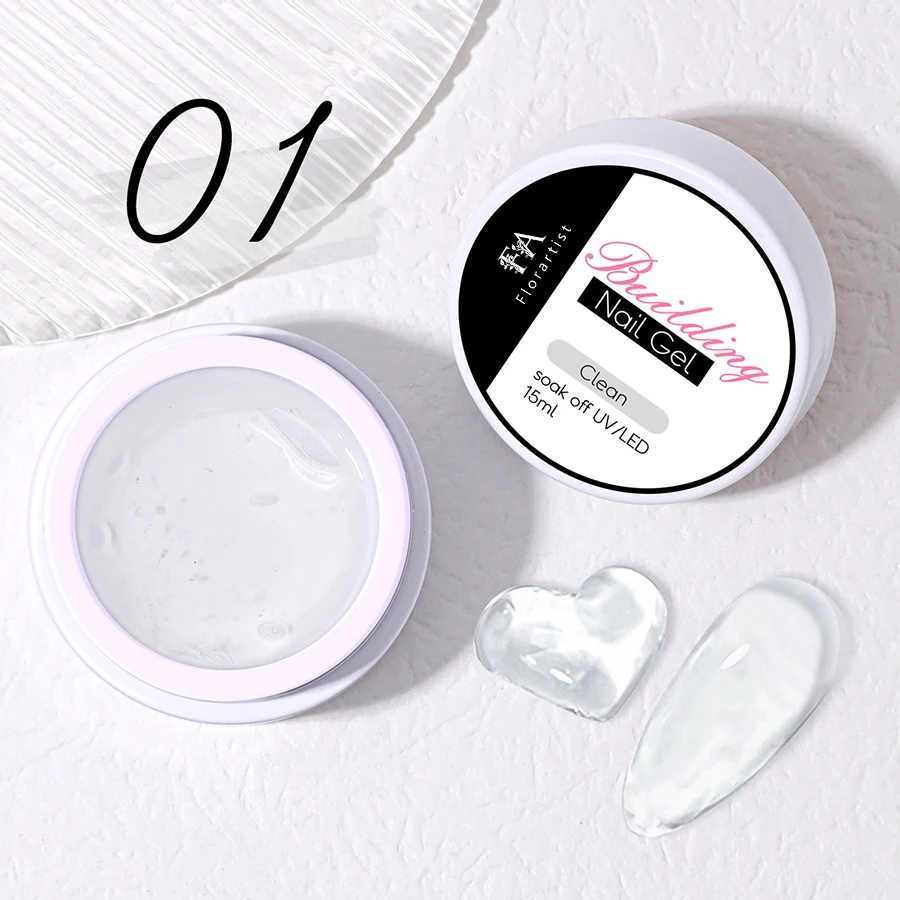 15ml Non-stick Hand Solid Extension Nail Gel White Pink UV Construction Gels Building Camouflage Carving Flower Gel Nails