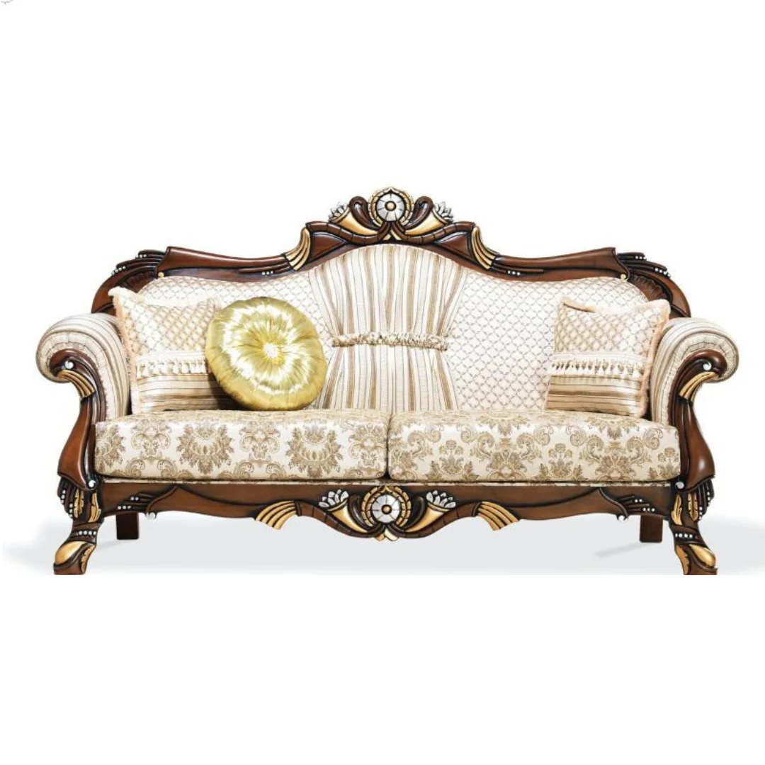 European French style royal Victorian vintage classic sofa furniture carved solid wood sofa set For Sale By Indian Exporters