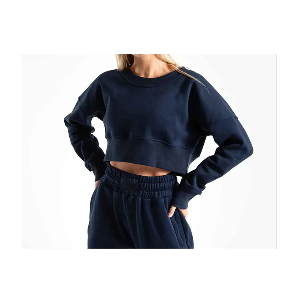 Pakistan Made Womens Cropped Hoodie Premium White Workout Crop Top Hoodie for Women with Customizable Logo Size