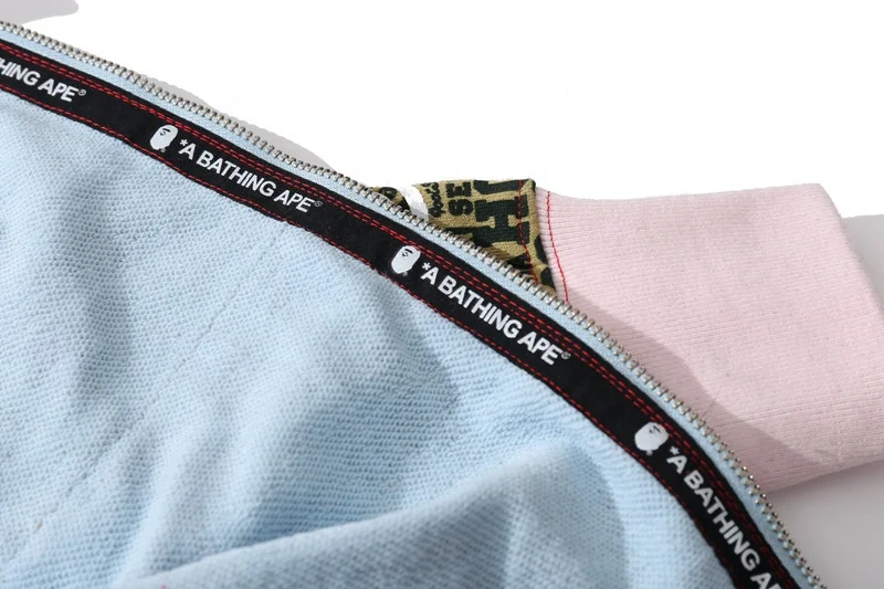 Custom hoodie manufacturer 4color stitching double-hat sweater double-headed bape shark hoodie personalized hoodie