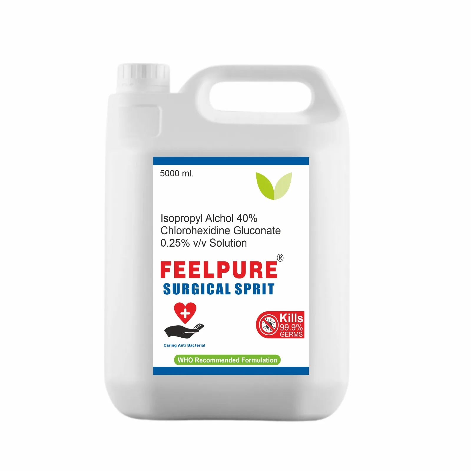 Surgical Spirit IPA 40% CHG 0.25% 5 Liter With customized Packing size Surgical spirit Solution at low low price of IP Grade