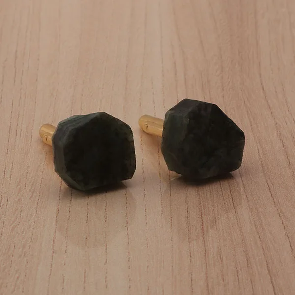 Handmade Natural Emerald Gemstone Cufflinks Gold Plated Fashion Jewelry for Men Traditional Wedding Gift with Tie Clip Pattern