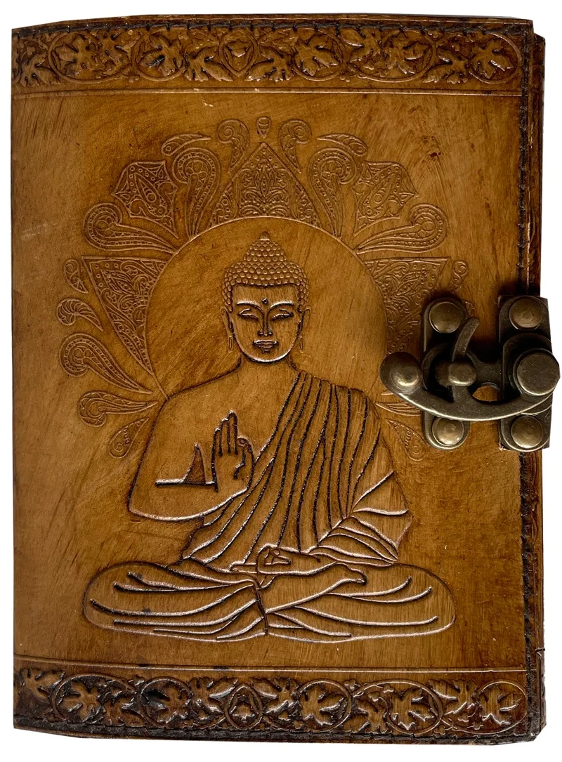 Handmade Buddha Leather Journal Vintage Bound Sketchbook Antique Deckle Edge Old Paper Notebook Leather Journal Writing Note