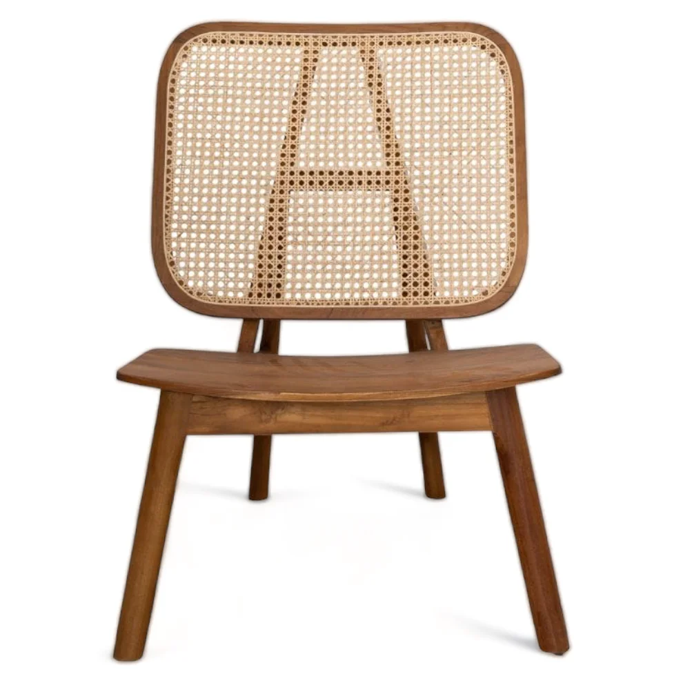 Leisure Accent Teak Wooden Lounge Chair with Rattan Comfortable Relaxing Seater for Bedroom Hotel Terrace & Living Room Sofas