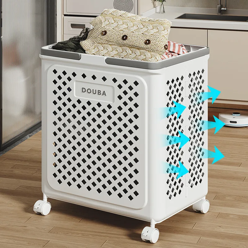 Foldable household bathroom large capacity laundry basket cart dirty clothes basket