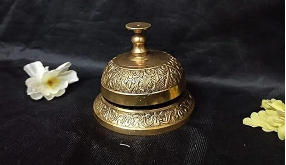 Antique Brass Marine Collectible Table Top Decorative Bell Traditional Art Work Loud Call Ringing Bell-Music Theme