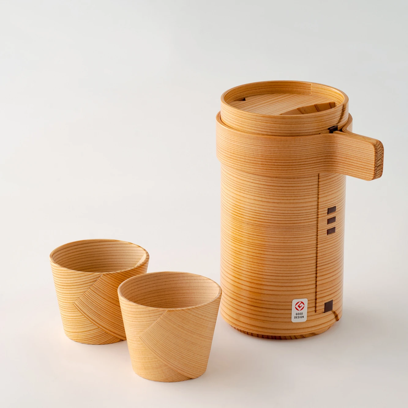 Japanese Rice Wine Bottle Handmade Sake Cup Wood Decanter Bottle Gift Traditional Drinkware Glass Set