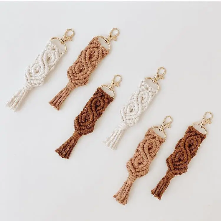 Boho Pure 100% Cotton Handmade Macrame Key Chain Export Quality Products by Isar International