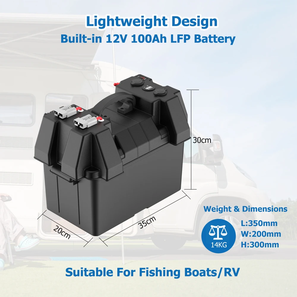 Portable Extra Battery 12V 24V 100Ah Lifepo4 Battery for Boat/RV/Backup battery