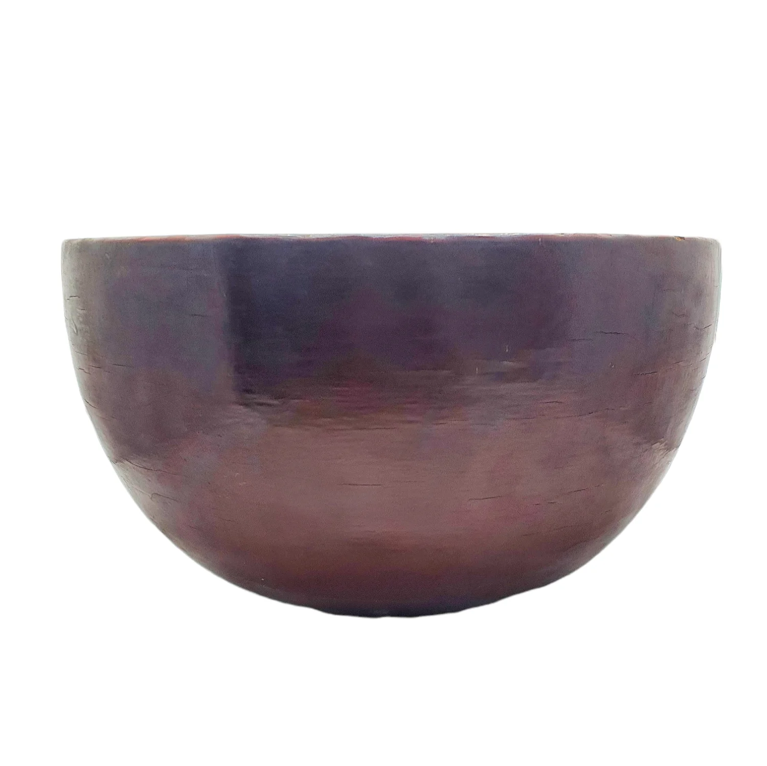 Thai Lanna Wooden Lacquer Ware Water Bowl InSide Decorate With Red Vermillion Painted For Decorated and Collect ( Big Size )