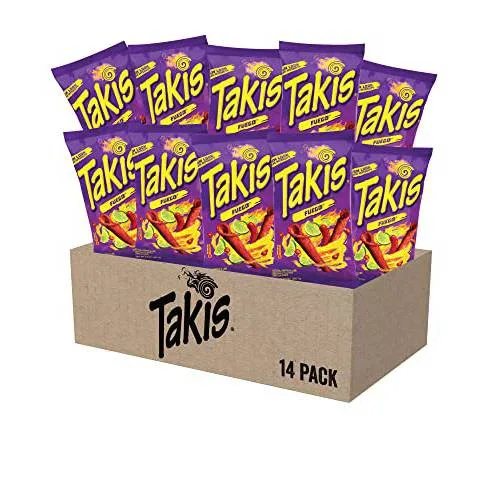 Top Notch Quality Takis Rolled Tortilla Chips - Fuego Hot Chili and Lime & Takis Limited Edition Blue Heat Pepper